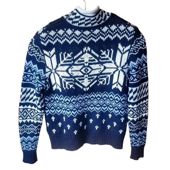 Vineyard Vines Merino Wool Blue Fair Isle Roll Mock Neck Sweater XXS - Picture 5 of 8